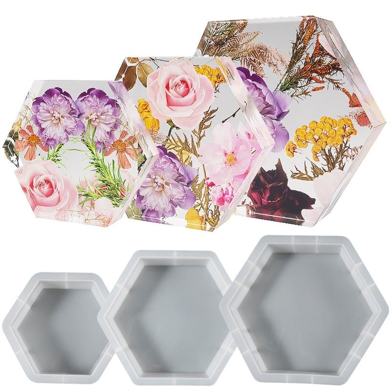 Hexagon Silicone Mould Set Resin Flower Preservation – Craft Outlet  Australia